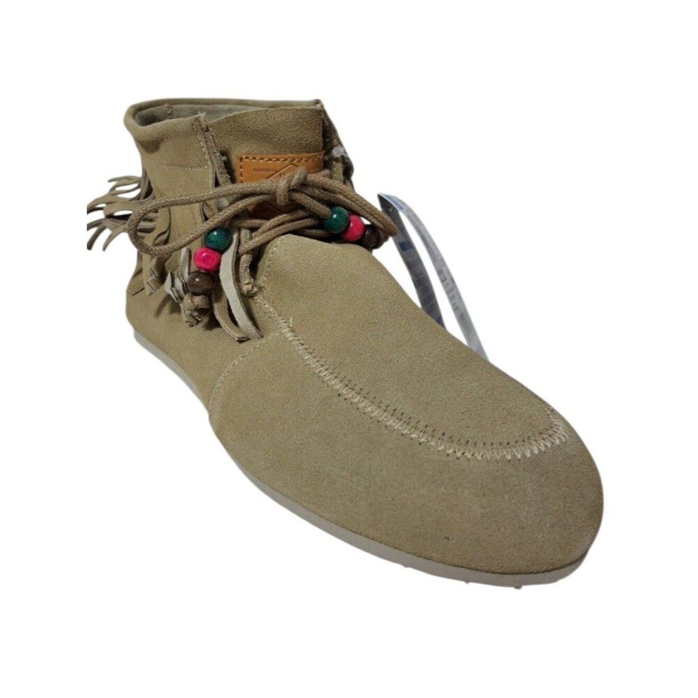 Freewaters Women's Fringe Sand Tan Southwest Classic Moccasin Booties Beads Sz9